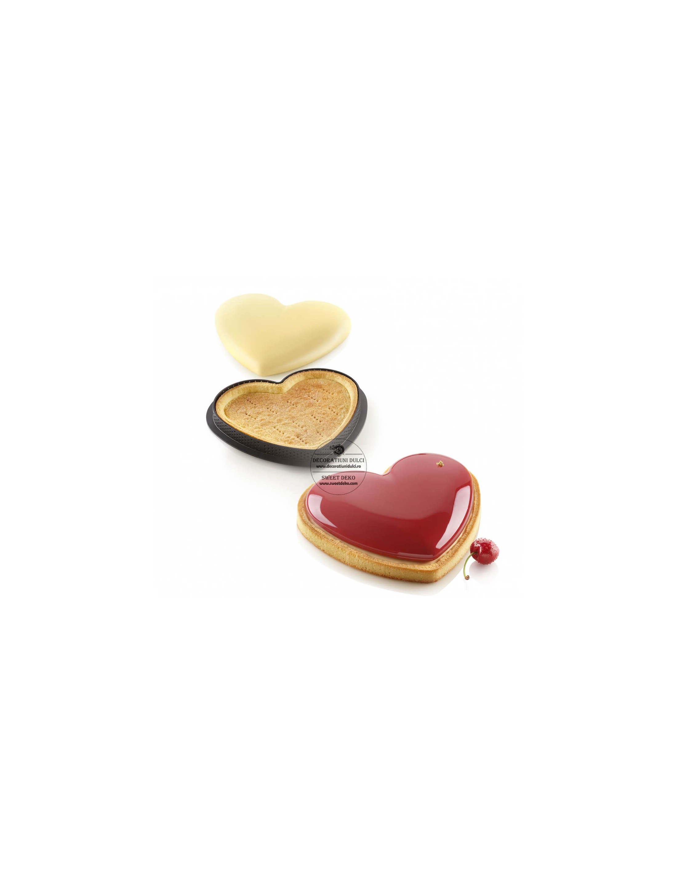 Silikomart Kit Tarte Ring Amore 80x70 – 8 Anelli E Stampo In Silicone Per Crostate A Cuore, BPA Free, Made In Italy