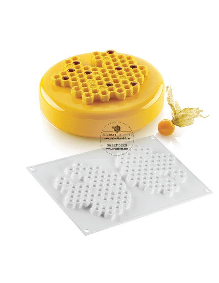 Stampo In Silicone Miel 80 Silikomart | 2 Cavità A Forma Di Alveare | Per Cioccolatini, Dessert E Decorazioni A Tema Apicoltura