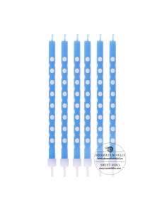 Lumanari bleu cu buline albe (6bucati) 2