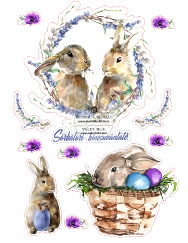 Imagine comestibila iepurasi si buchetele de lavanda
