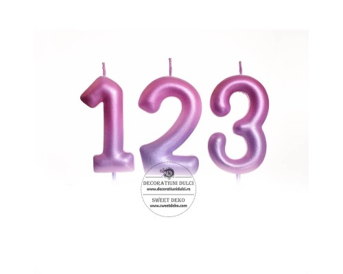 Lumanari cifra sidef roz-lila