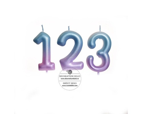 Lumanare cifra sidef bleu-lila