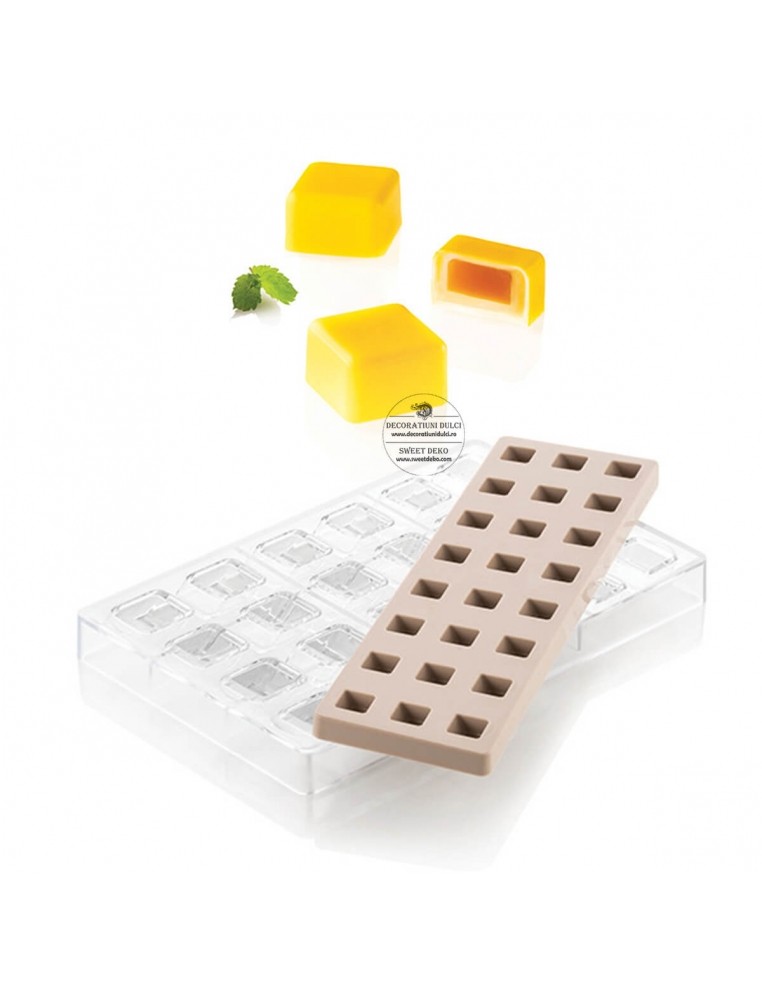 Praline kit quadro 01din tritan si silicon, chocado Silikomart