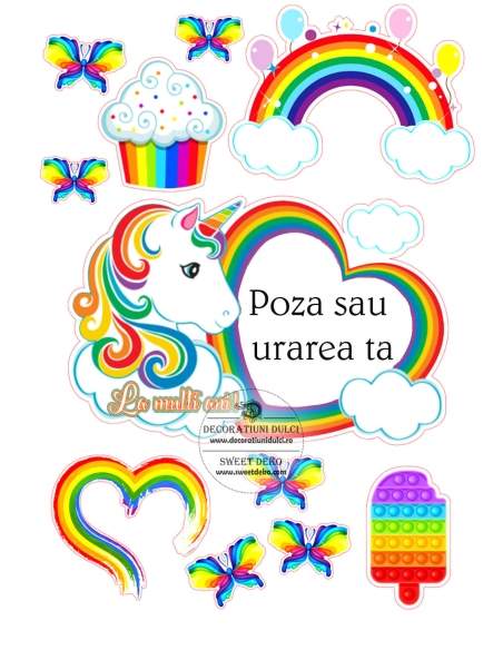 Imagine comestibila, rama rainbow unicorn
