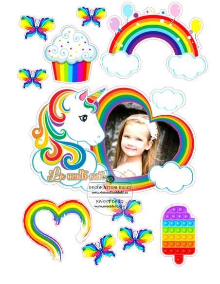 Imagine comestibila, rama rainbow unicorn