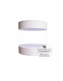 Cutie rotunda alba diametrul 13cm, cu lateral transparent