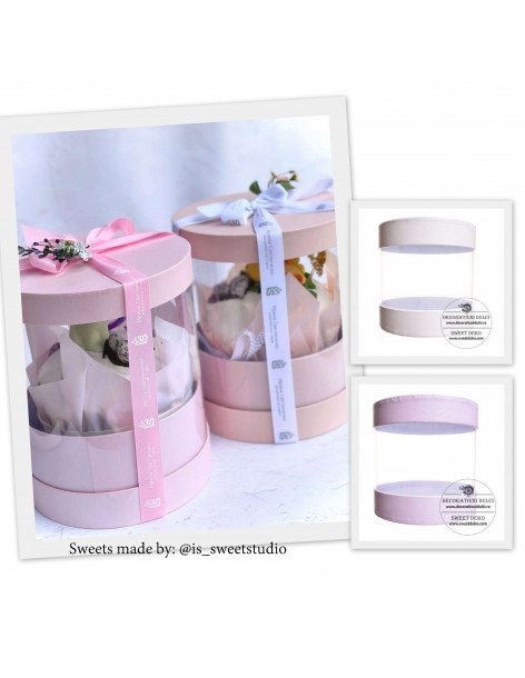 Cutie rotunda alba diametrul 13cm, cu lateral transparent 2