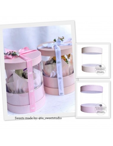 Cutie rotunda lila diametrul 13cm, cu lateral transparent