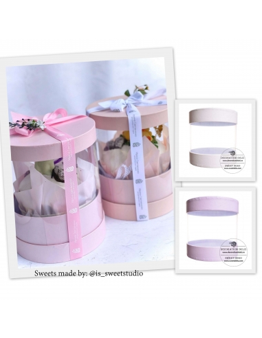 Cutie rotunda mov prafuit diametrul 13cm, cu lateral transparent