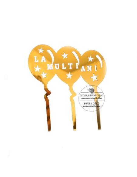 Topper auriu baloane cu scris la multi ani!