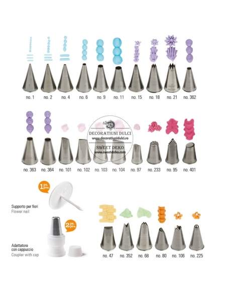 Set 26 duiuri, 2 cuple si cui formare flori, Decora