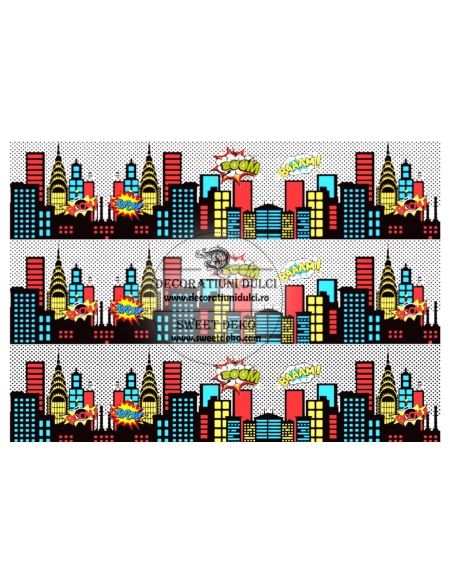 Imagine comestibila benzi cladiri cartoon