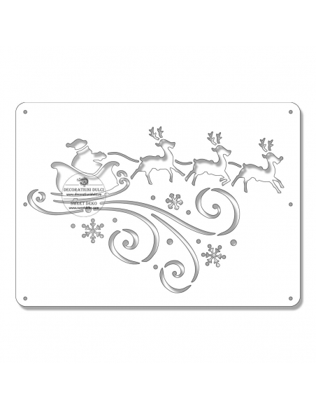 Sablon Mos Craciun cu sanie, cake stencils