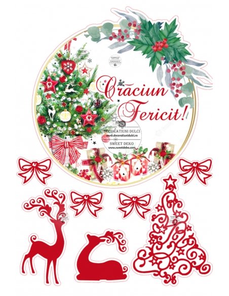 Decor tort inspiratie de craciun, imagine comestibila