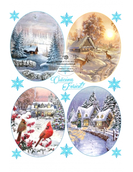 Peisaje de iarna, poza comestibila pentru tort