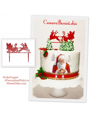 Cake Topper Mos Craciun pe sanie