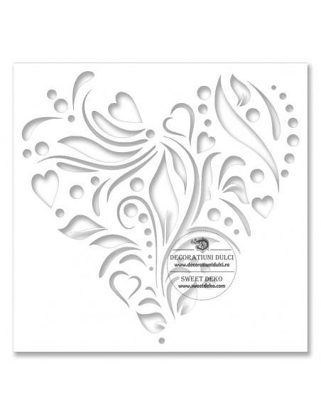 Sablon inima florala, cake stencils