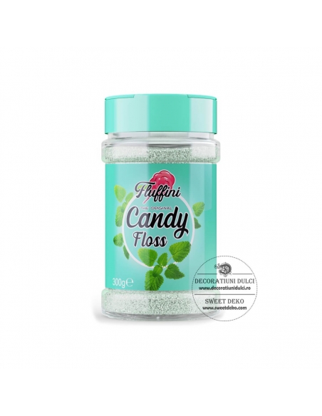Zahar cu aroma de menta pentru vata pe bat, Fluffini candy floss Mint