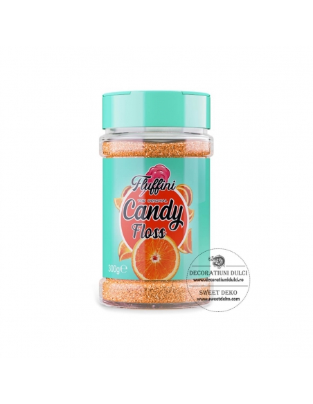 Zahar cu portocale pentru vata pe bat, Fluffini candy floss orange