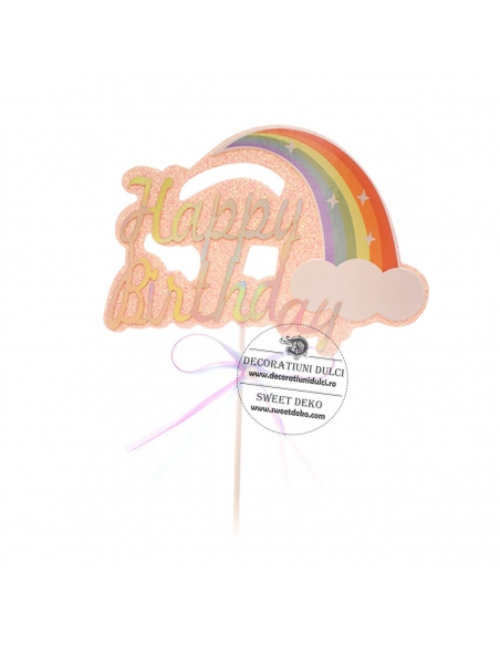 Deco topper tort Happy Birthday rainbow