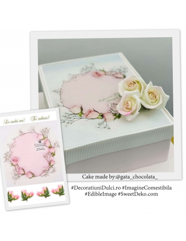 Imagine comestibila decor trandafirasi roz