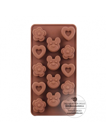 Mulaj praline din ciocolata ursulet, inimioare, floricele