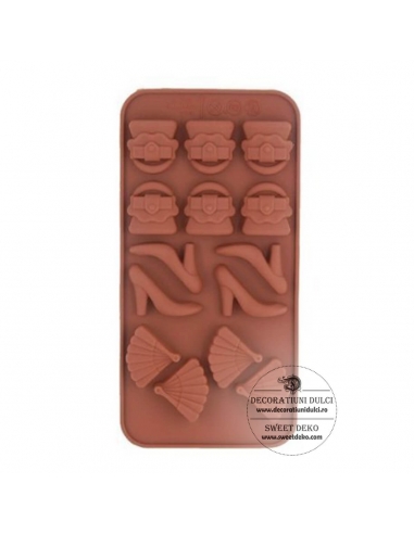 Mulaj praline din ciocolata forme lady (pantof, evantai, geanta)