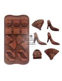 Mulaj praline din ciocolata forme lady (pantof, evantai, geanta)
