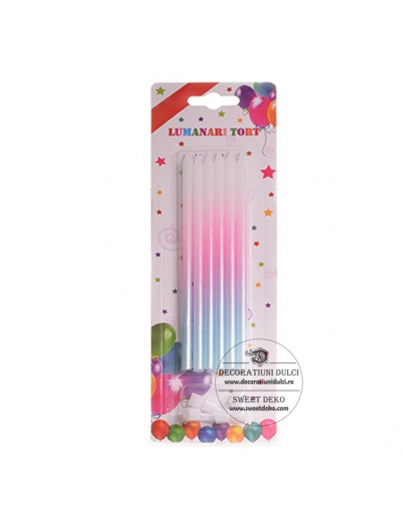 Set 6 lumanari lungi degrade roz lila