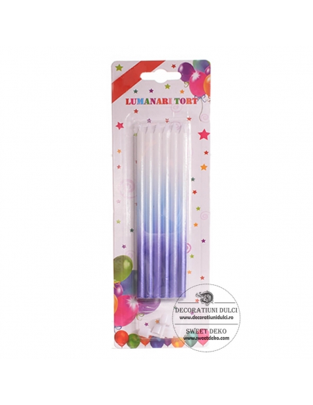 Set 6 lumanari lungi degrade bleu violet