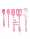 Ustensile roz din silicon, set 5 piese