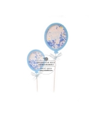 Set 2 toppers baloane cu confetti albastre