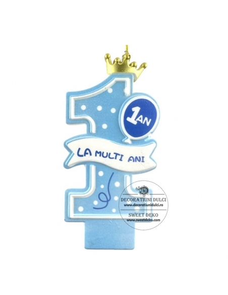 Lumanare mot, cifra 1 bleu