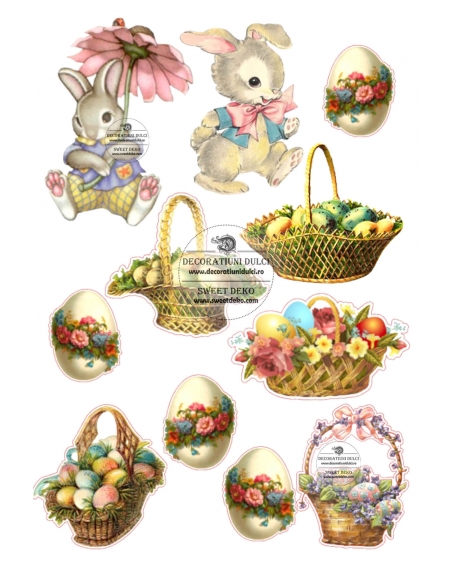 Imagine comestibila cosulete si iepurasi vintage