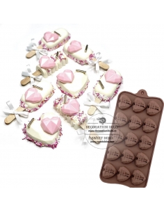 Mulaj praline din ciocolata mici inimioare diamant (15 cavitati) 2