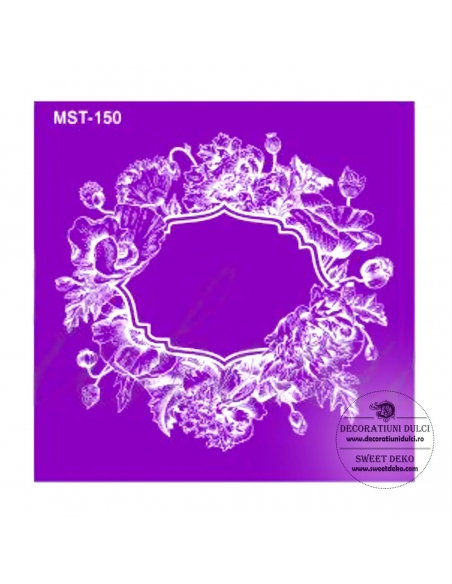 Sablon din matese, pentru decor tort cu model maci
