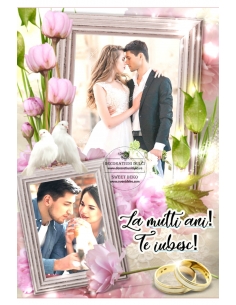 Imagine comestibila aniversare nunta, rama doua fotografii 2