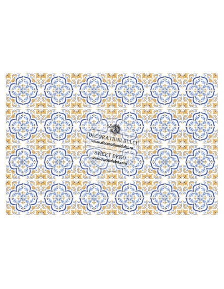 Imagine comestibila design placute galben albastru