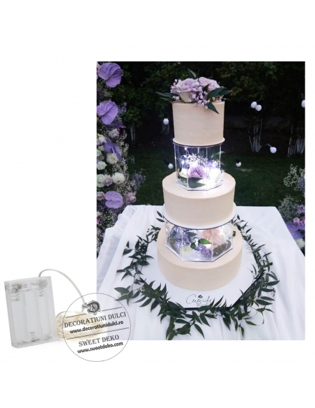 Micro led cu fir argintiu si baterii