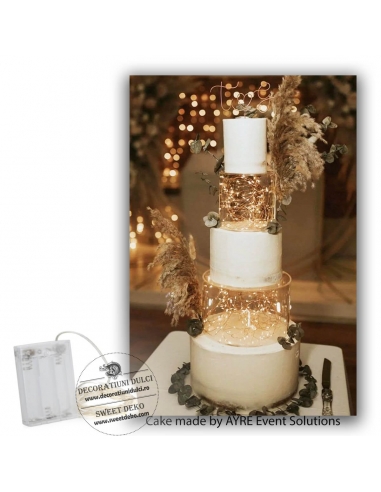 Micro led cu fir argintiu si baterii