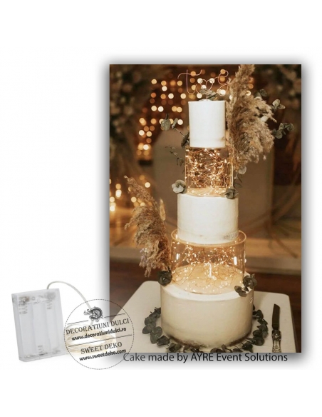 Micro led cu fir argintiu si baterii