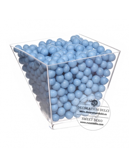 Perle decor albastru mat 4mm, 100g.