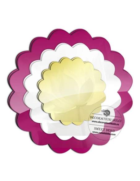 Set sablon tort, model floare 16 petale (2buc)