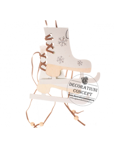 Mini ornament patine culoare alba