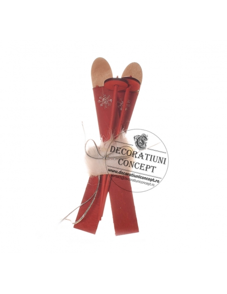 Mini ornament schiuri culoare rosie