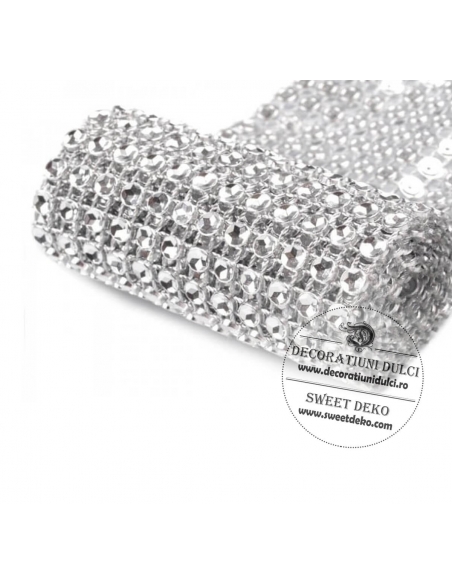 Stras panglica argintie (1.5m)