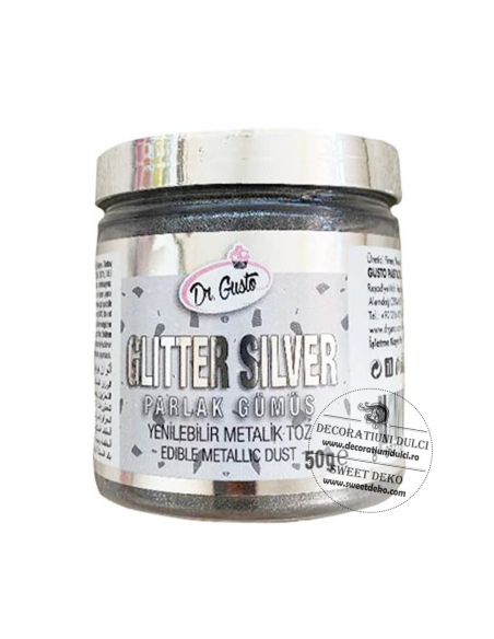Glitter argintiu, Dr Gusto edible metallic dust 50g