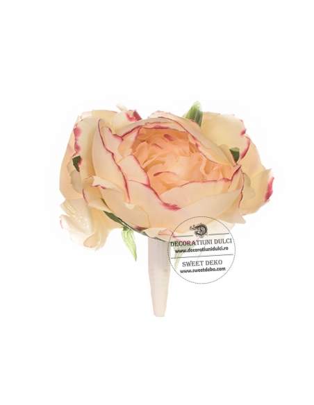 Topper flori - buchetel bujori mari crem