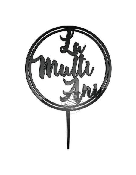 Cake topper rotund cu textul La multi ani!