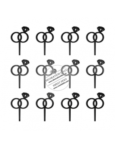 Inele logodna mini toppers plexi, set 12 decoruri cu bat fixare